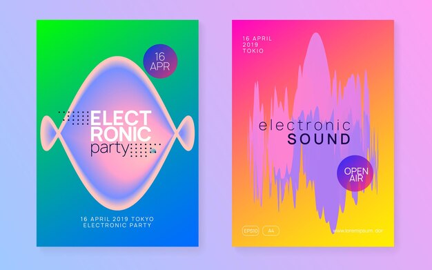 Trance Fest Electro und Show Vector Trendy Techno Flyer Graph