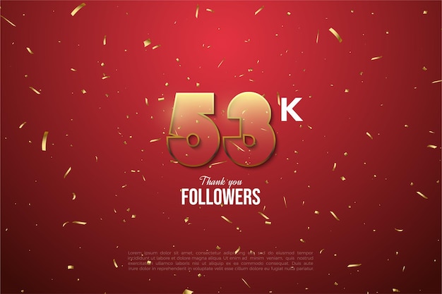 Transparente rote Zahlenillustration für die 53.000-Follower-Feier