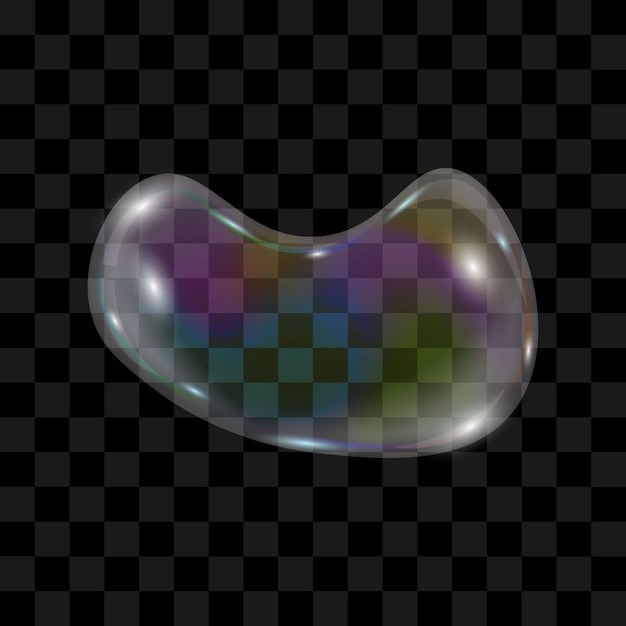 Transparente Seifenblase mit Lichtbrechung auf einem transparenten Hintergrund Vektorillustration