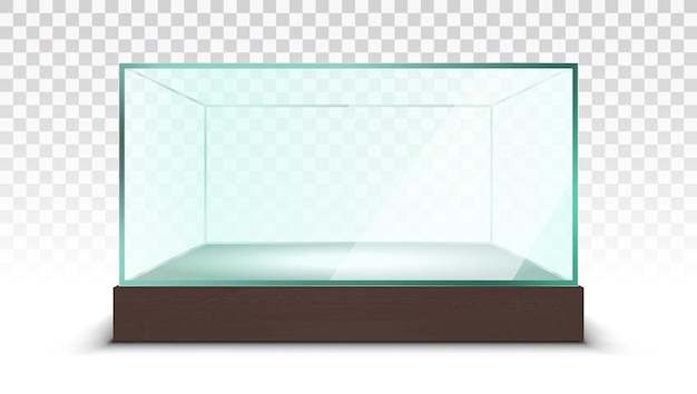 Transparenter leerer Glaskasten-Schaukasten