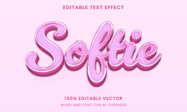 Vektor transparenter softie-rosa-grafikstil mit bearbeitbarem texteffekt