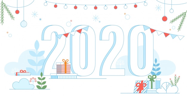 Transparentes festliches Plakat des 2020 Neujahrs-Symbols