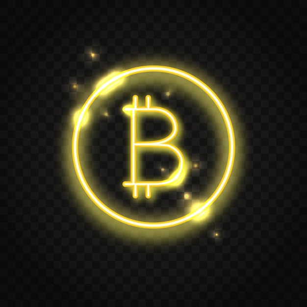 Transparentes neon-bitcoin-schild