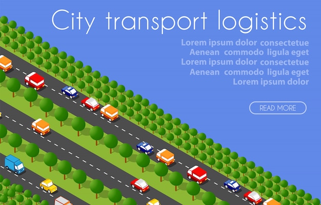 Transport logistik 3d isometrische stadt dargestellt