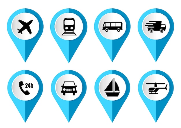 Vektor transport-vektor-icon-set flache design-zeiger-infografik-vorlage