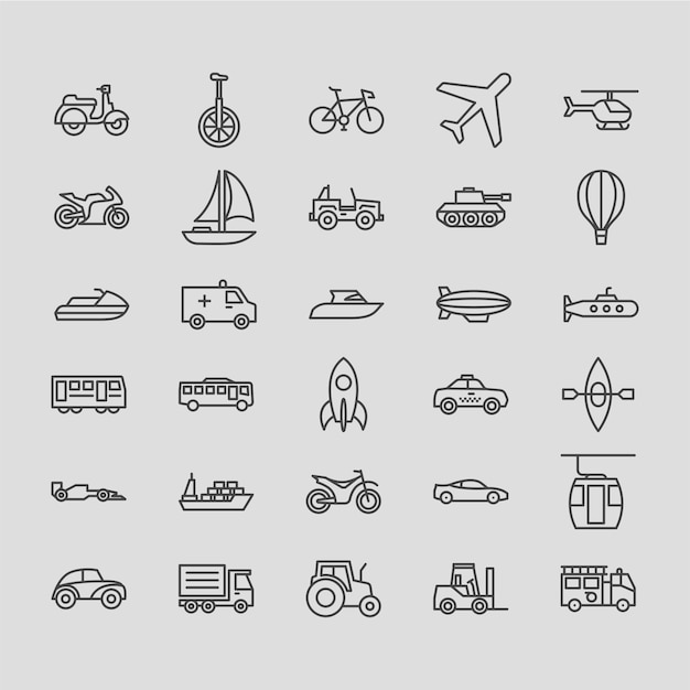 Transporte gliederung icon set