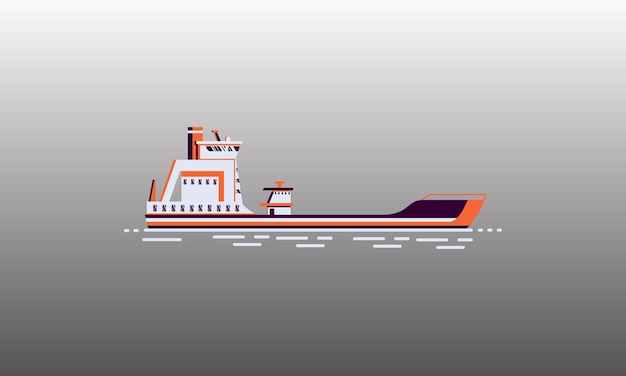 Vektor transportschiff-vektorillustration mit steigungshintergrund