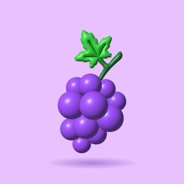 Trauben Obst niedlich 3D-Symbol Vektor Illustration Design