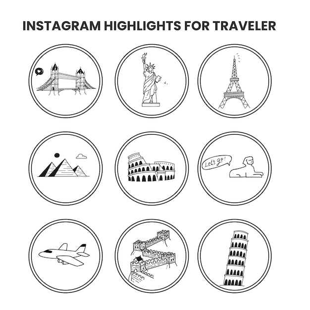 Vektor travler instagram highlights vorlage 2022 moderne vektorvorlage