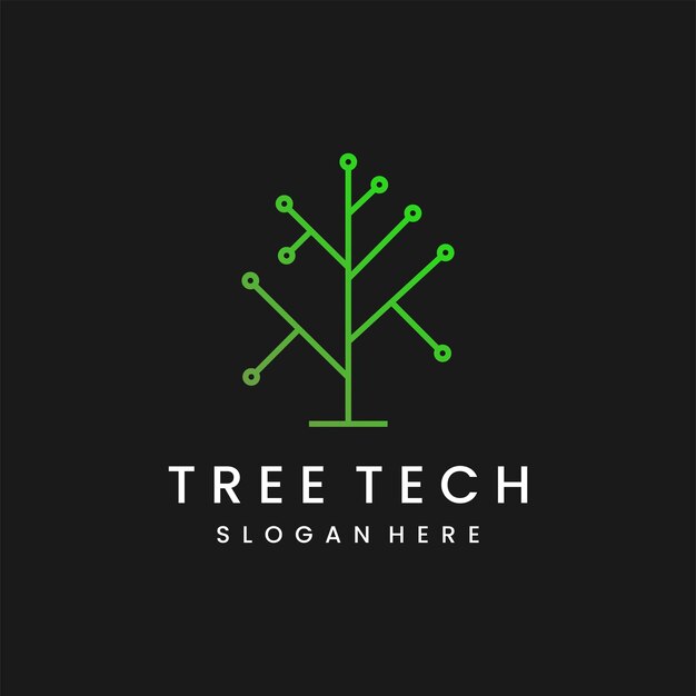 Vektor tree-tech-logo-icon-design-vorlage mit flachem vektor