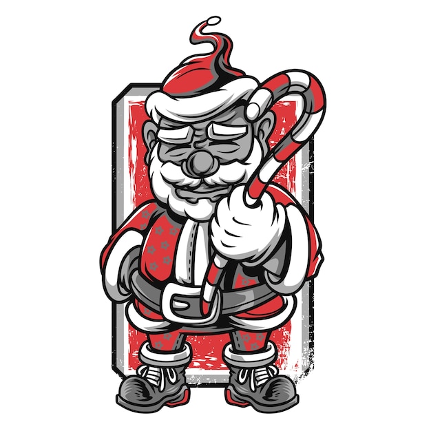 Treffen sie santa grayscale happy christmas cartoon illustration