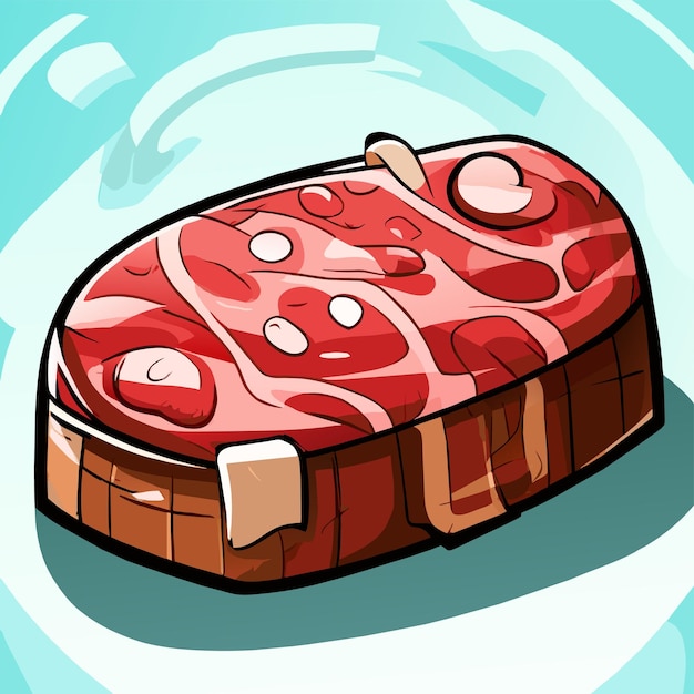 Vektor treffen sie steak handgezeichneten flachen stilvollen cartoon-aufkleber-ikon-konzept isolierte illustration