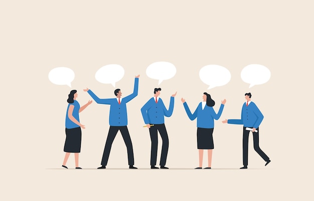 Treffen von Geschäftsleuten Diskussionstreffen Brainstorming zur Generierung von Ideen Business-Team-Meeting mit Sprechblasen