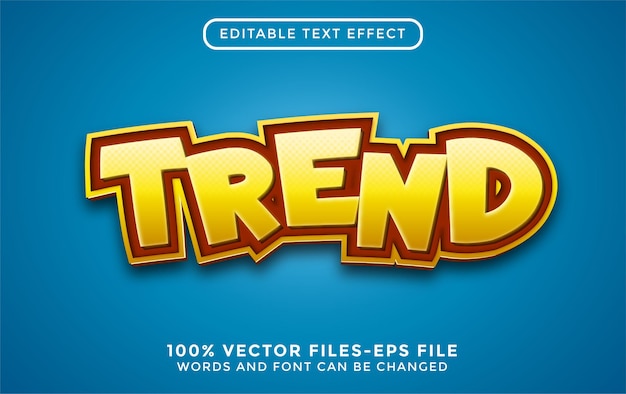 Trend 3d-text. bearbeitbarer texteffekt mit premium-vektoren im cartoon-stil