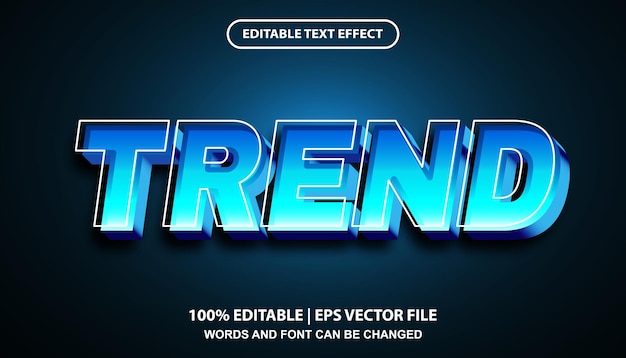 Trend bearbeitbare texteffektvorlage, blauer verlaufsschrifteffektstil