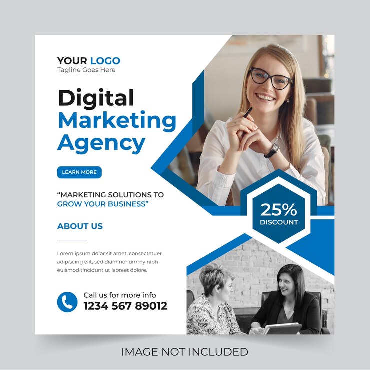 Trendige bearbeitbare Professionelle Digital Business Agency Marketing Social Media Post- und Bannervorlage