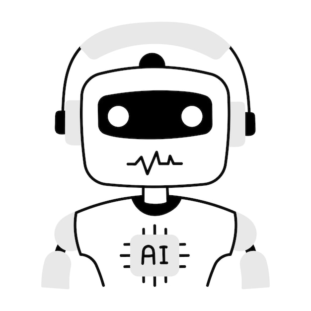 Trendige Doodle-Ikone eines KI-Roboters