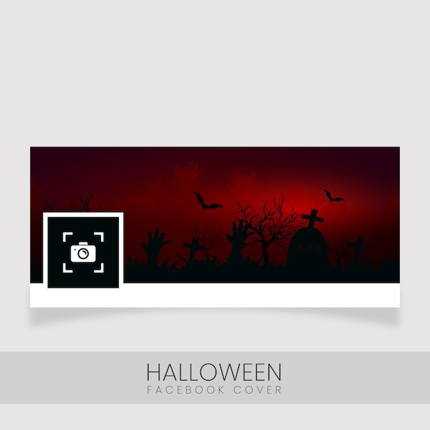 Trendige halloween-landschafts-social-media-cover-vorlage