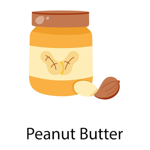 Trendige handgezeichnete Ikone der Erdnussbutter | Premium Vektor