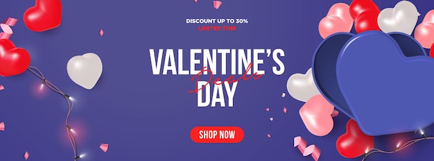 Trendige valentinstag sale banner vorlage