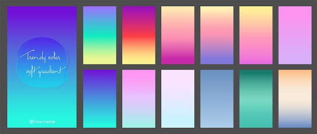Vektor trendige weiche farbverläufe setzen hintergrund für app flyer einladung poster broschüre banner einfach mo