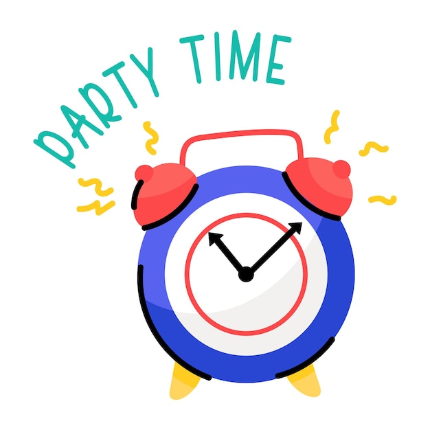 Trendiger Doodle-Aufkleber der Partyzeit