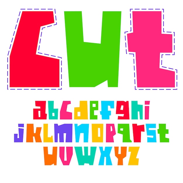 Trendiges alphabet, bunte vektorbuchstaben, großbuchstaben