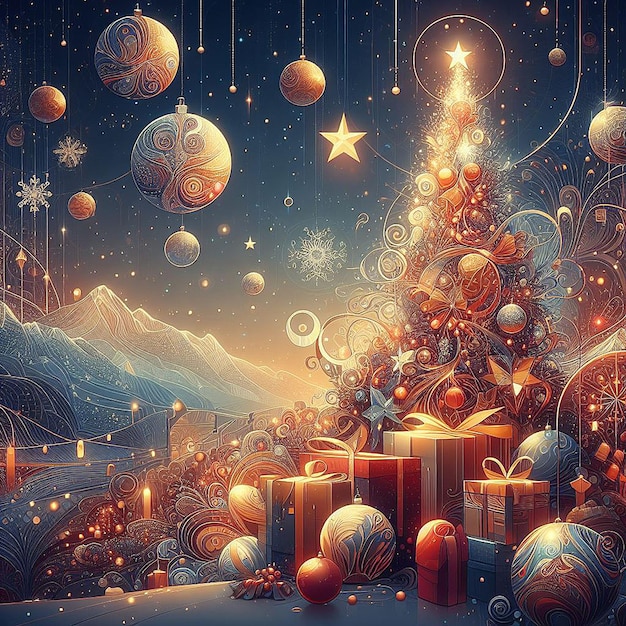 Vektor trendiges festliches weihnachtsweihnachtschristliches jesus-baum-szenen-vektorillustrations-tapetenbild