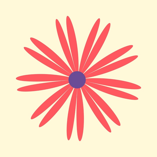 Trendiges, minimalistisches Retro-Poster mit roten Blumen. Quadratisches Vektor-Groove-Poster im trendigen 80er-70er-Jahre-Stil