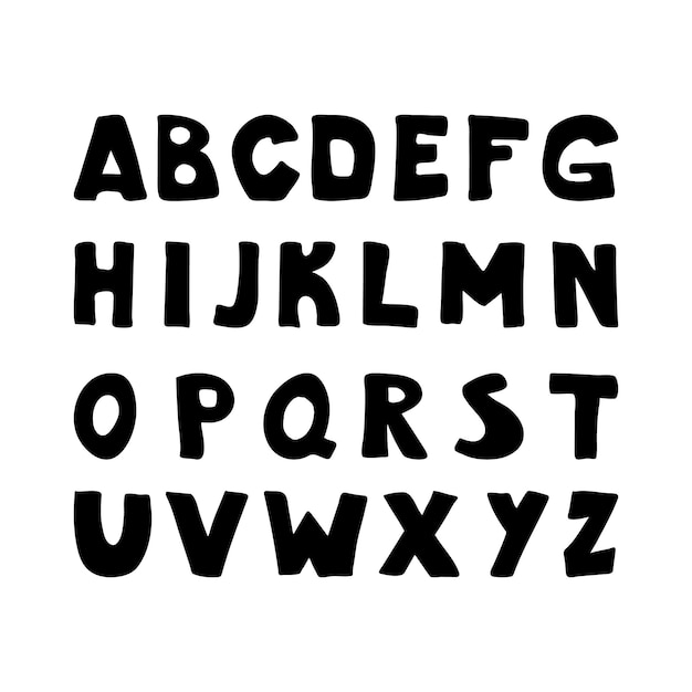Trendiges skandinavisches Alphabet im Vektor-ABC-Handschriftzug nordisches typografisches Design