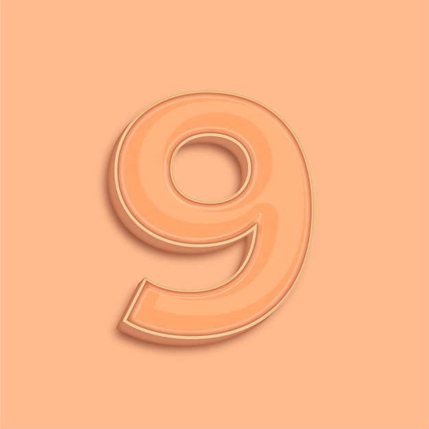 Trendsetter Moderne 3D Peach Fuzz Farbe Nummer 9 Ikonen mit Hintergrund