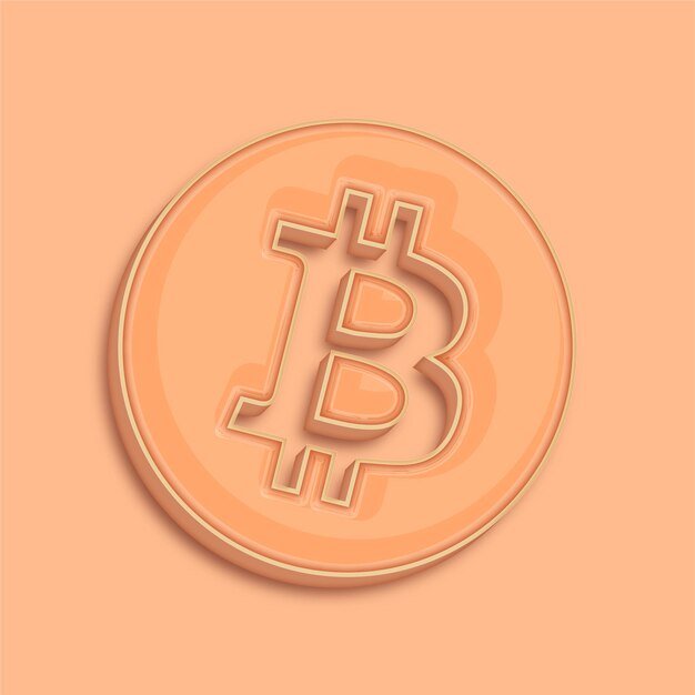 Trendsetter Moderne 3D-Pfirsich-Fuzz-Farbe Bitcoin- oder Kryptowährungs-Symbol mit Hintergrund