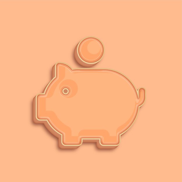 Trendsetter Modernes 3D-Pfirsich-Fuzz-Farb-Piggy-Bank-Symbol mit Hintergrund