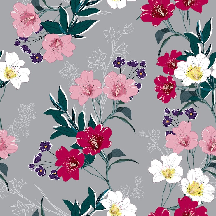 Trendy Blumenmuster in den vielen Arten von Blumen. Nahtloses Muster