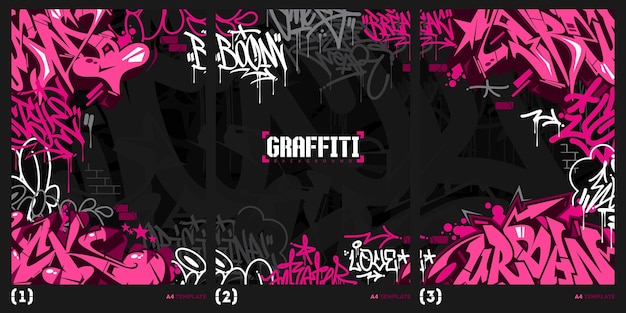 Trendy dark pink abstract urban style hiphop graffiti straßenkunst vektorillustration hintergrund