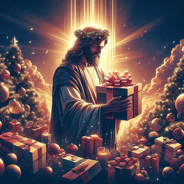 Vektor trendy festive xmas weihnachten christlicher jesus baum szene vektor-illustration tapete bild