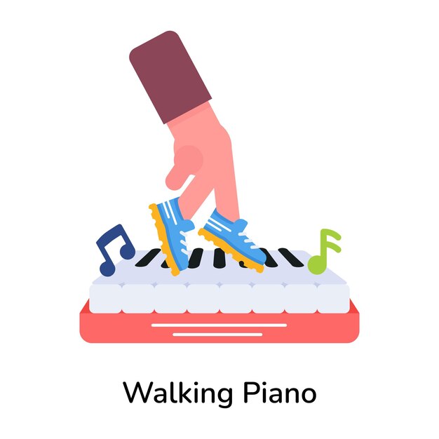 Trendy flache ikone des laufenden klaviers