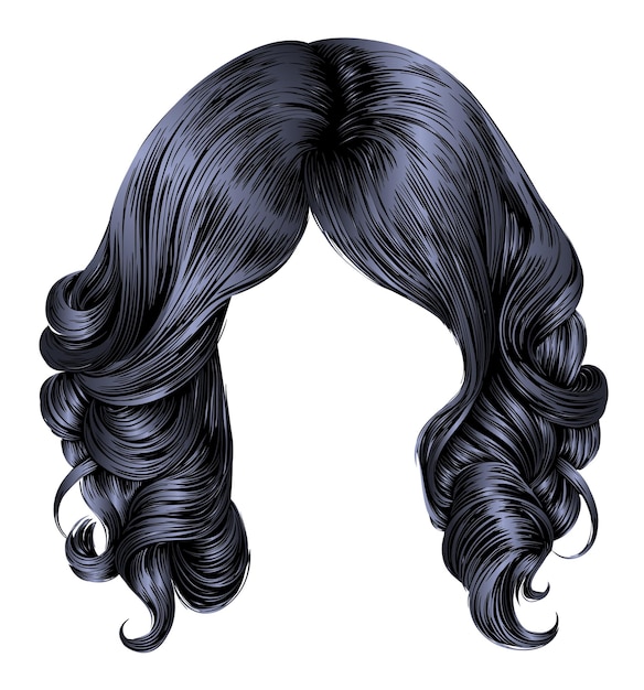trendy frau langhaarige brunette schwarze farben schönheit mode realistische grafik 3d