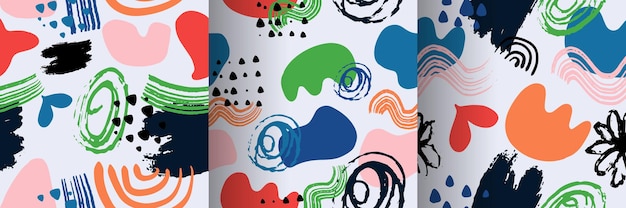 Trendy Vektor nahtlose bunte Muster mit Pinselstrichen. Vektor-Illustration
