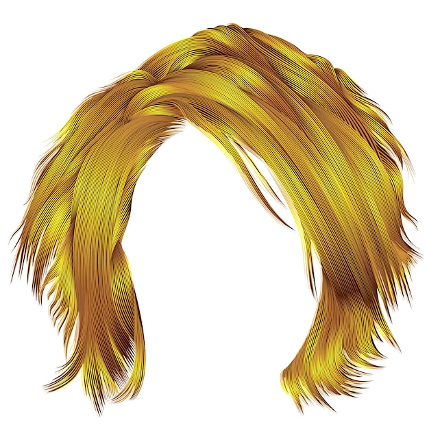 Trendy zerzauste Haare leuchtend gelbe Farben. Realistische 3d