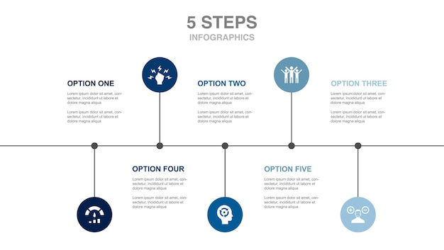 Treueprogramm Qualitätsservice Respekt Support-Symbole Designvorlage für Infografik-Timeline-Layout Kreatives Präsentationskonzept mit 5 Schritten