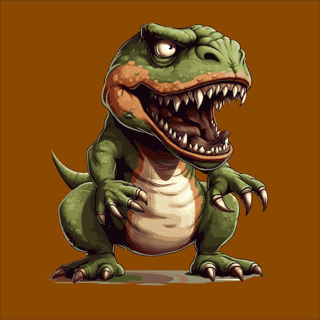 Trex auf orangefarbenem Hintergrund Vektor-Illustration Cartoon-Stil