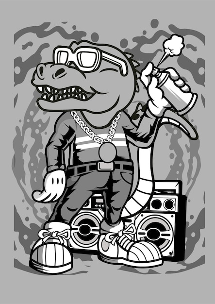 Trex boombox-cartoon-figur