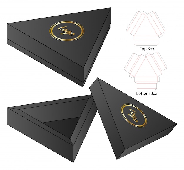 Triangle box verpackung vorgestanzte template-design.