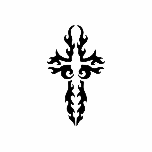 Tribal christian cross logo tattoo design schablone vektor illustration