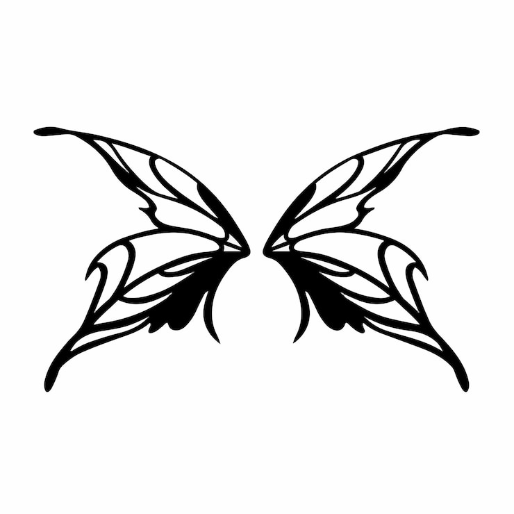Tribal Fairy Wings Logo Tattoo Design Schablone Vektor Illustration