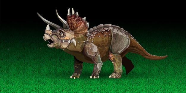 Triceratops ist eine gattung pflanzenfressender ceratopsid-dinosaurier, die im späten maastricht-stadium der ...