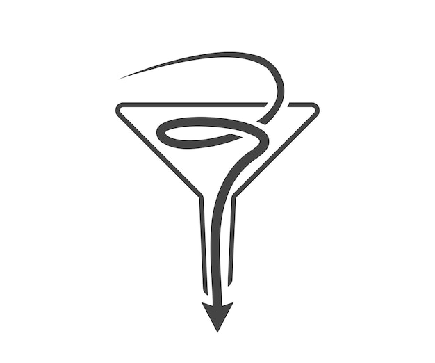 Trichtersymbolvektor Sortierzeichen Filtersymbol schwarz und weiß