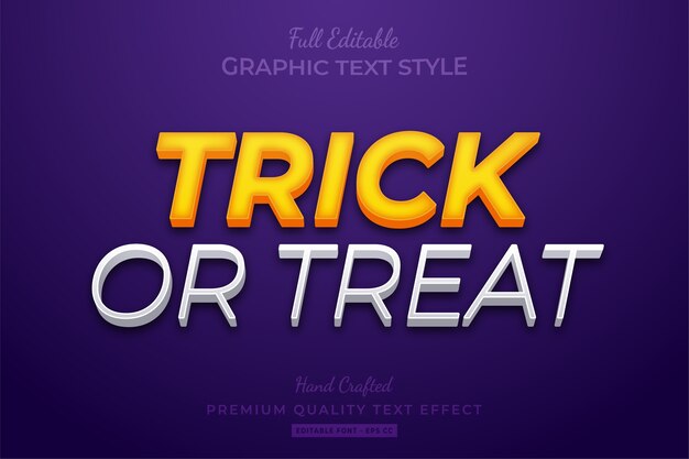 Trick or treat bearbeitbarer 3d-textstil-effekt premium