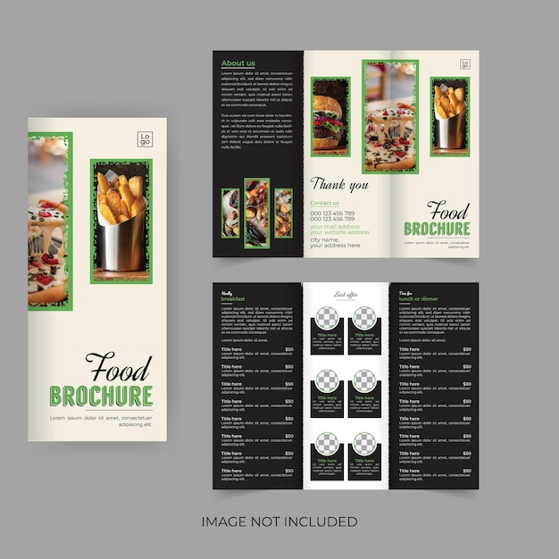 Vektor trifold-broschürendesign für restaurant-menükarten oder kochrezepte